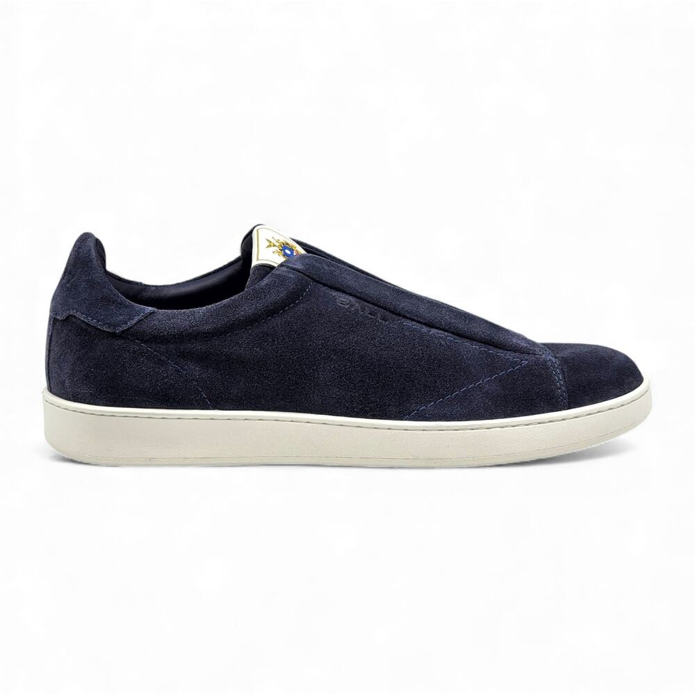 Bally Crest Romy Suede Slip-On Sneakers Navy Blue - NWB $400 - Picture 3 of 7